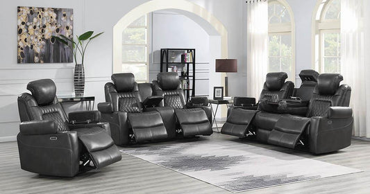 Korbach - Korbach 3-piece Power^2 Living Room Set Charcoal