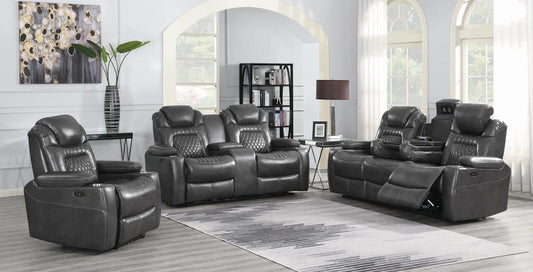 Korbach - Korbach 3-piece Power^2 Living Room Set Charcoal