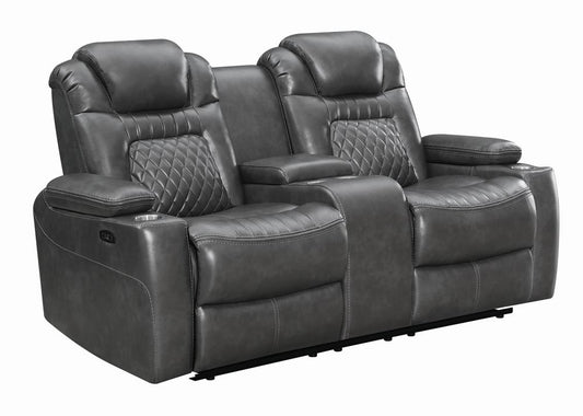 Korbach - Korbach Upholstered Power^2 Loveseat Charcoal