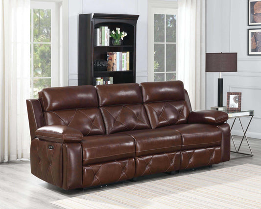 Chester - Chester Upholstered Power Reclining Seat and Power Headrest Sofa Chocolate