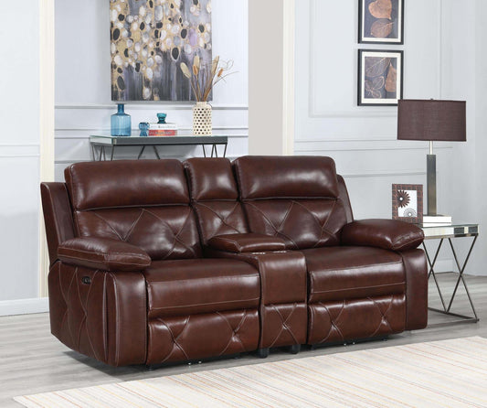 Chester - Chester Upholstered Power Reclining Seat and Power Headrest Loveseat with Console Chocolate