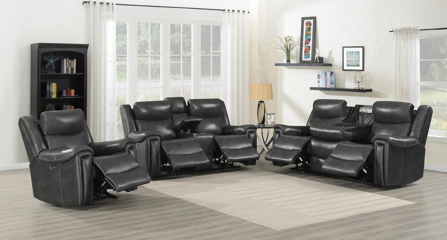 Shallowford - Shallowford 3-piece Power^2 Living Room Set Hand Rubbed Charcoal