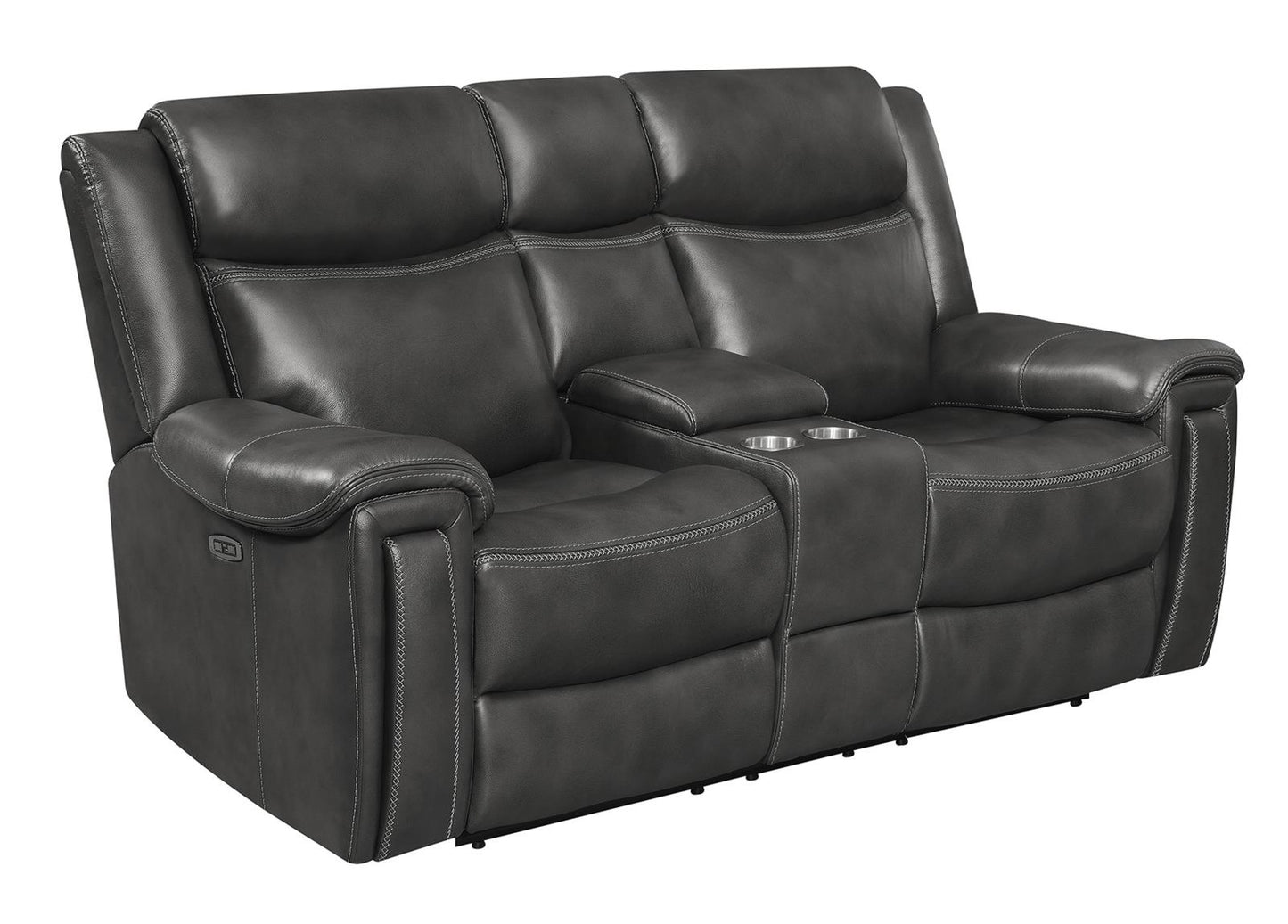 Shallowford - Shallowford Upholstered Power^2 Loveseat with Console Hand Rubbed Charcoal