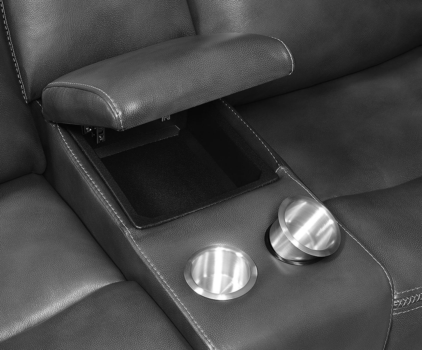 Shallowford - Shallowford Upholstered Power^2 Loveseat with Console Hand Rubbed Charcoal
