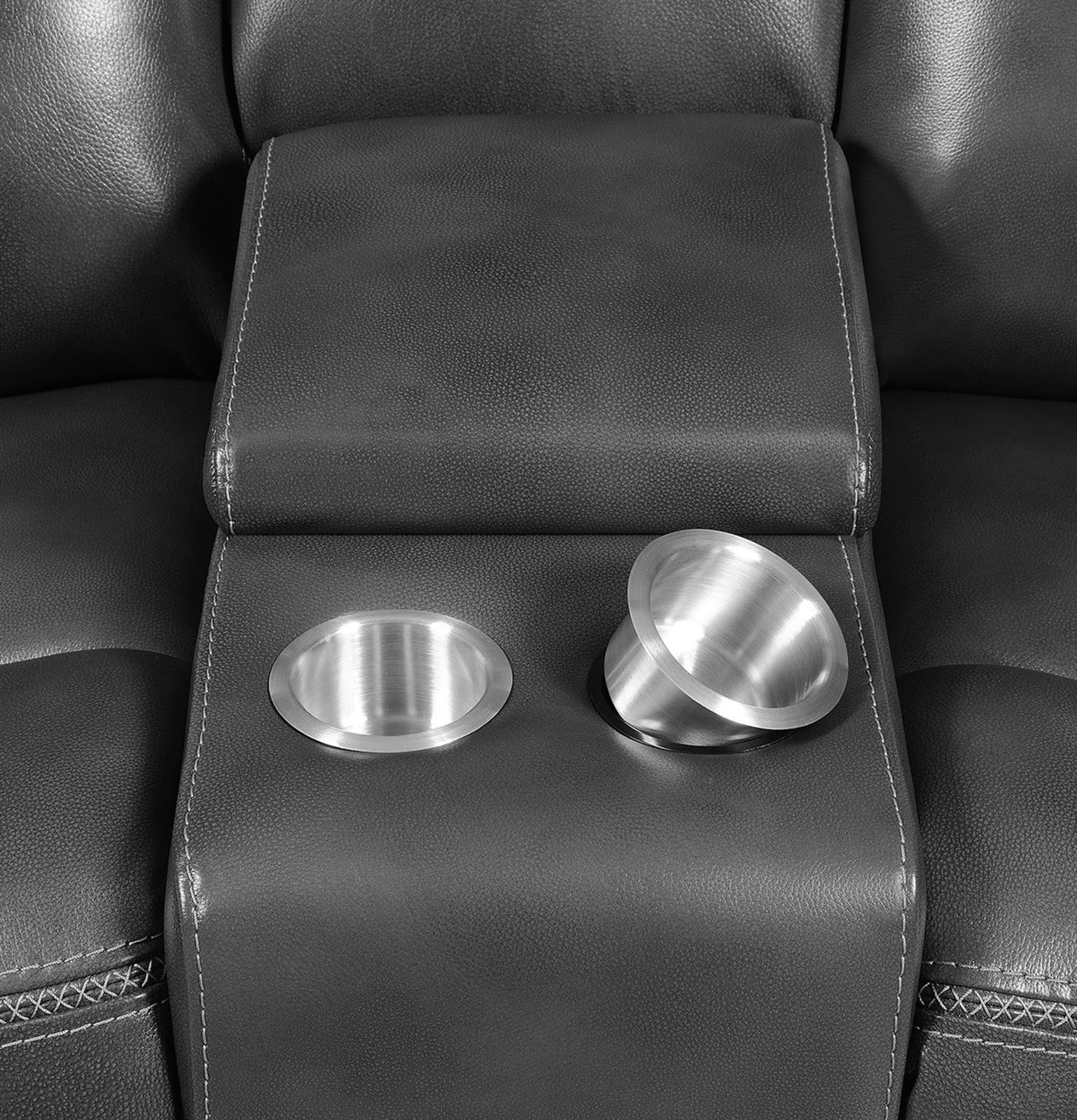 Shallowford - Shallowford Upholstered Power^2 Loveseat with Console Hand Rubbed Charcoal