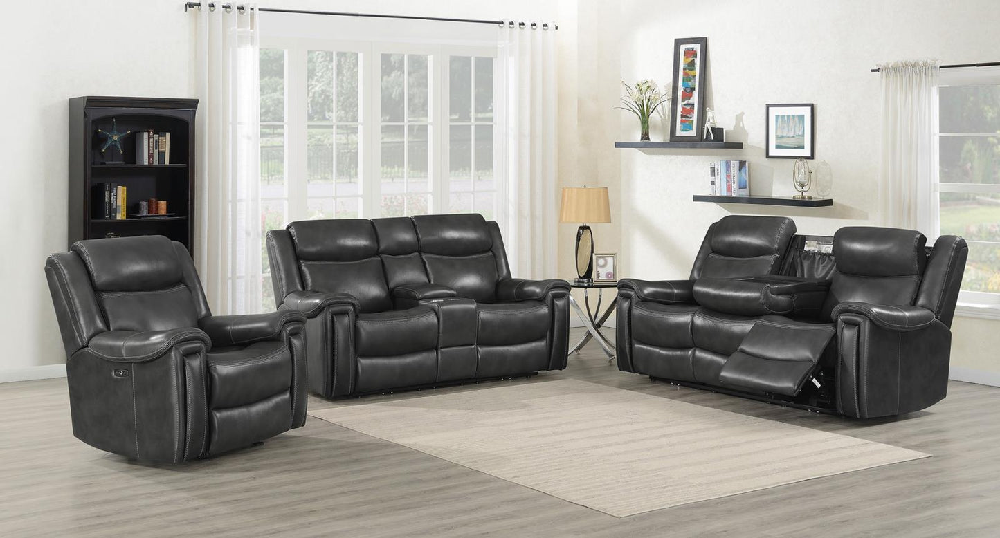 Shallowford - Shallowford Upholstered Power^2 Glider Recliner Hand Rubbed Charcoal