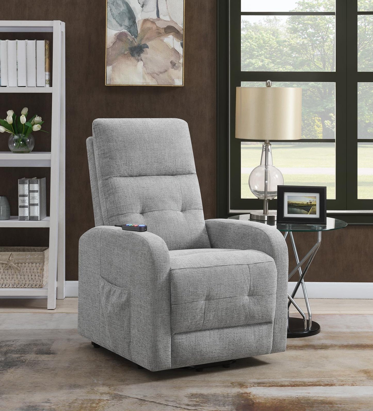 Howie - Howie Tufted Upholstered Power Lift Recliner Grey