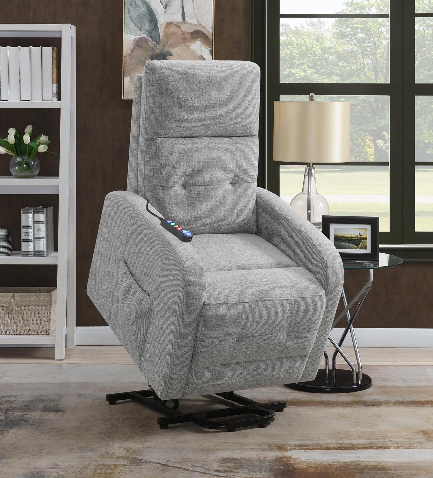 Howie - Howie Tufted Upholstered Power Lift Recliner Grey