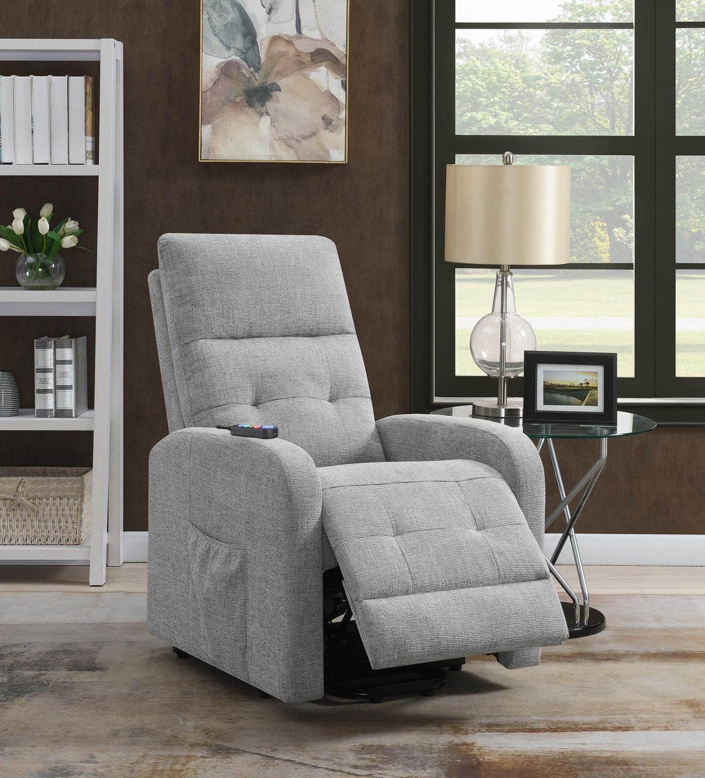 Howie - Howie Tufted Upholstered Power Lift Recliner Grey