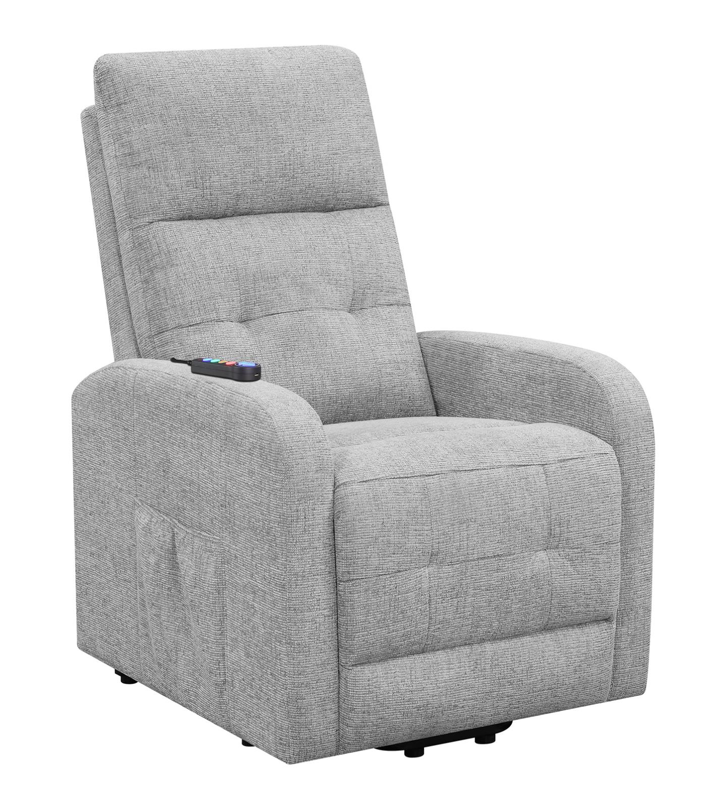 Howie - Howie Tufted Upholstered Power Lift Recliner Grey