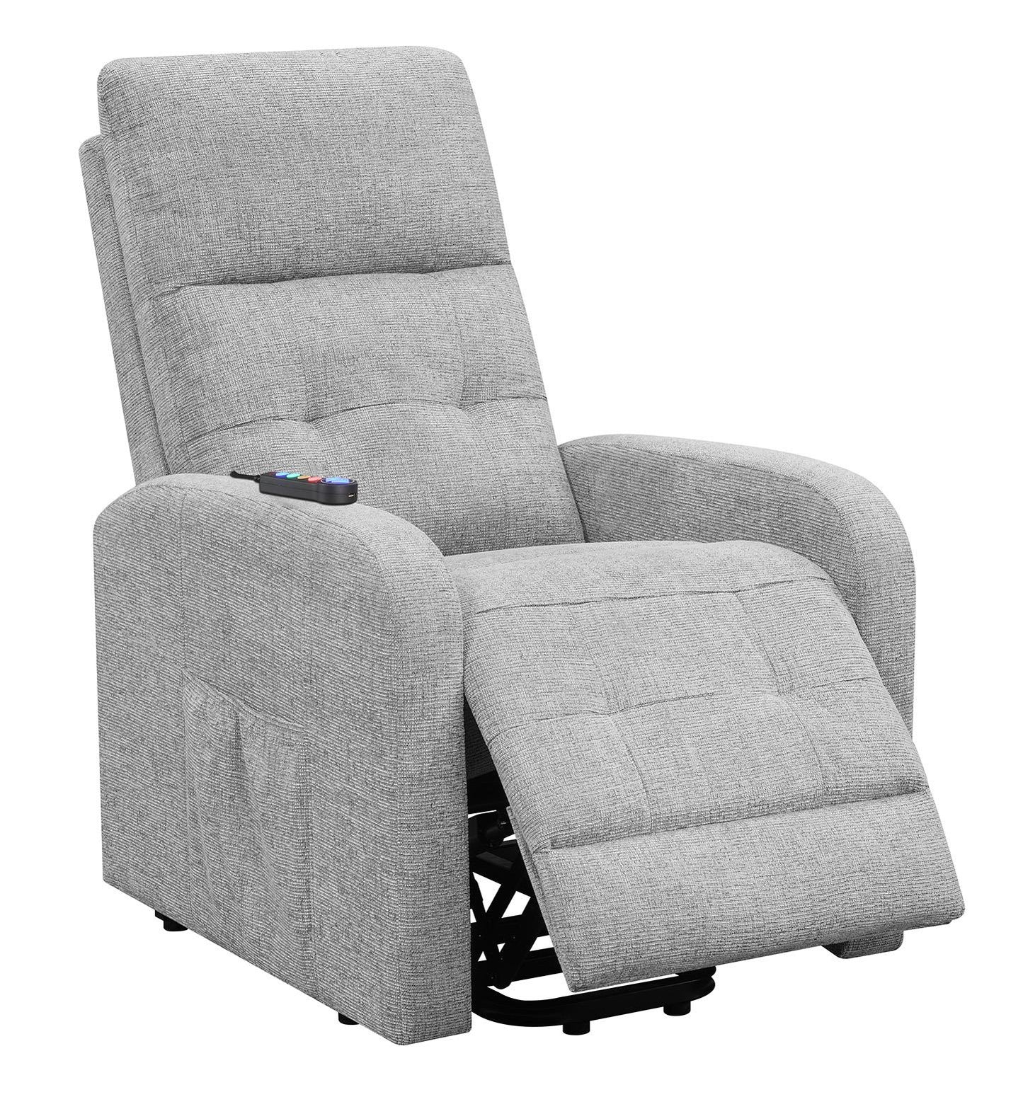 Howie - Howie Tufted Upholstered Power Lift Recliner Grey