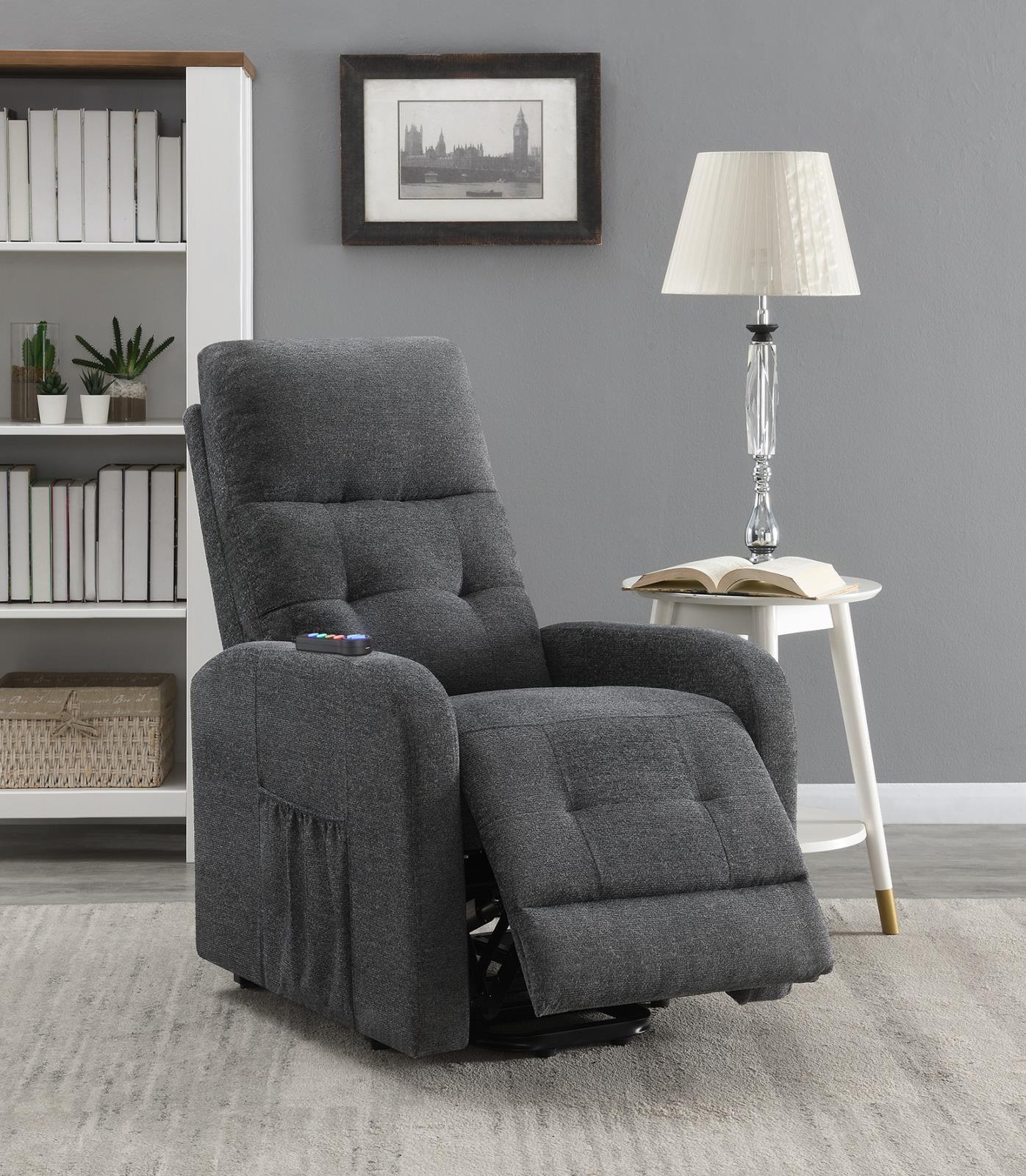 Howie - Howie Tufted Upholstered Power Lift Recliner Charcoal