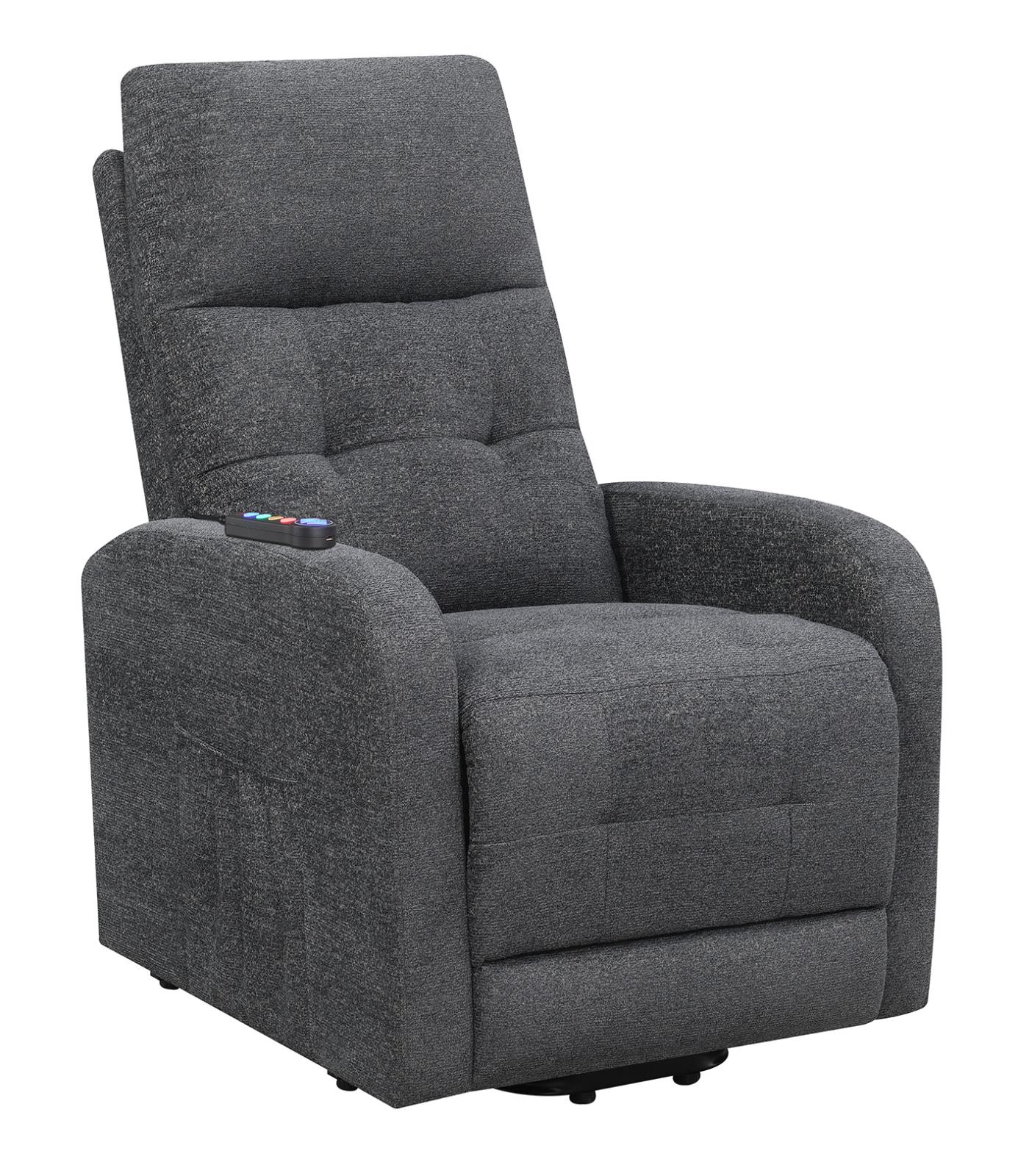 Howie - Howie Tufted Upholstered Power Lift Recliner Charcoal