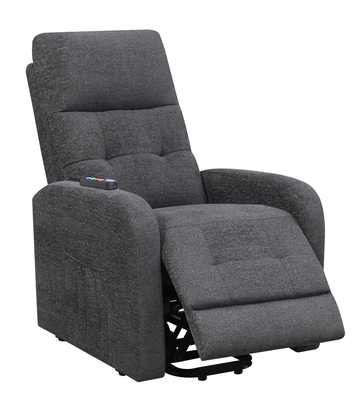 Howie - Howie Tufted Upholstered Power Lift Recliner Charcoal