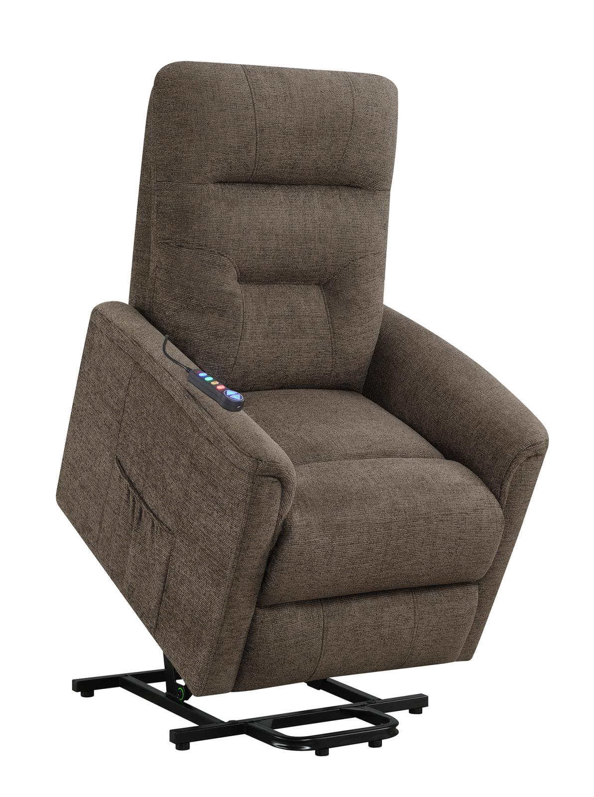 Henrietta - Henrietta Power Lift Recliner with Storage Pocket Brown
