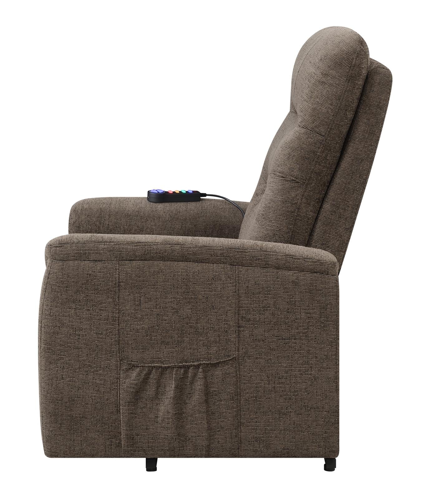 Henrietta - Henrietta Power Lift Recliner with Storage Pocket Brown