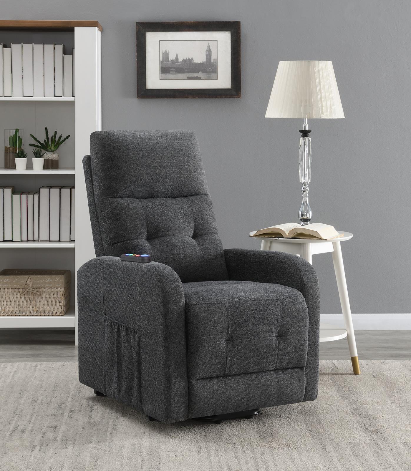 Howie - Howie Tufted Upholstered Power Lift Recliner Charcoal