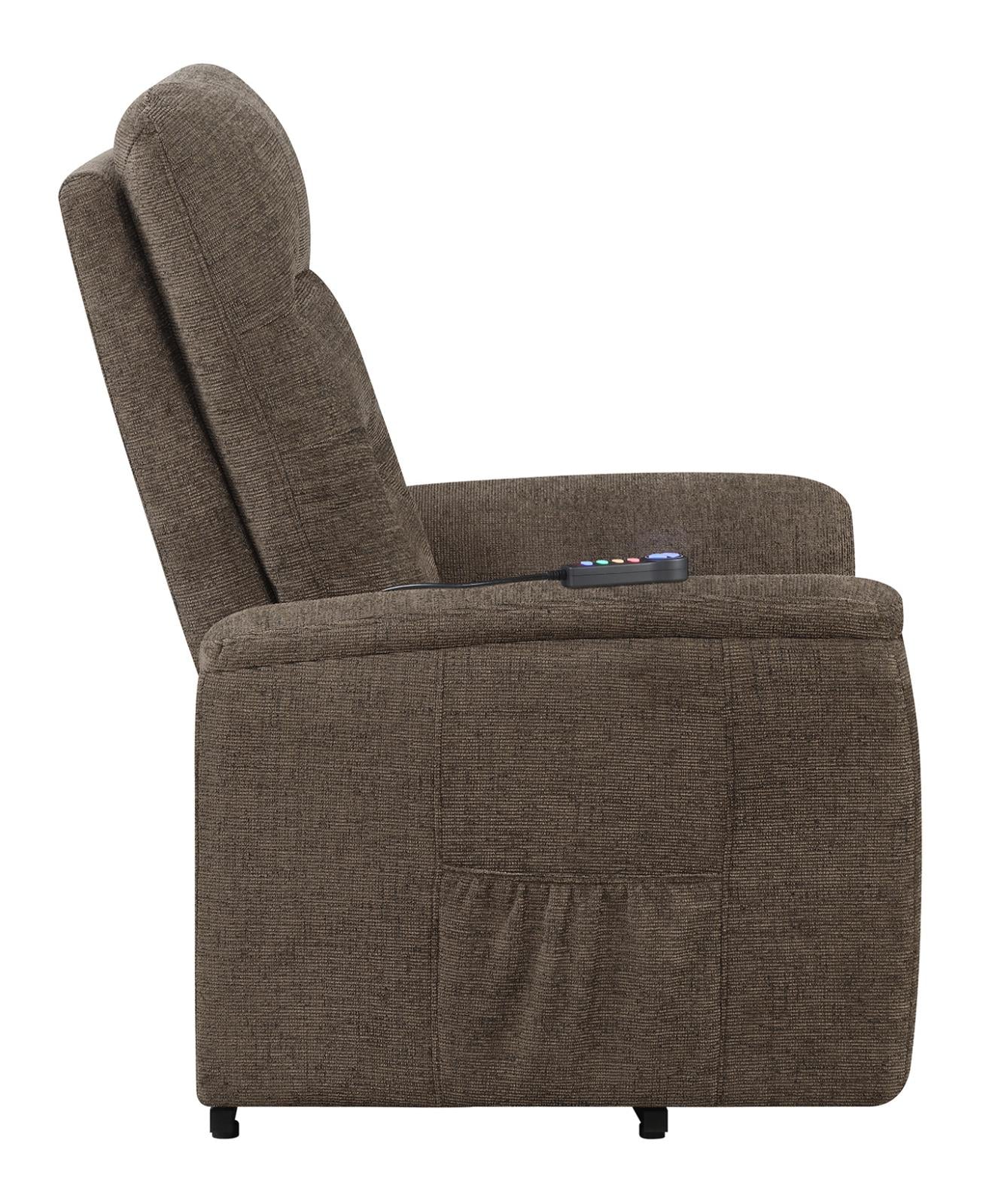 Henrietta - Henrietta Power Lift Recliner with Storage Pocket Brown