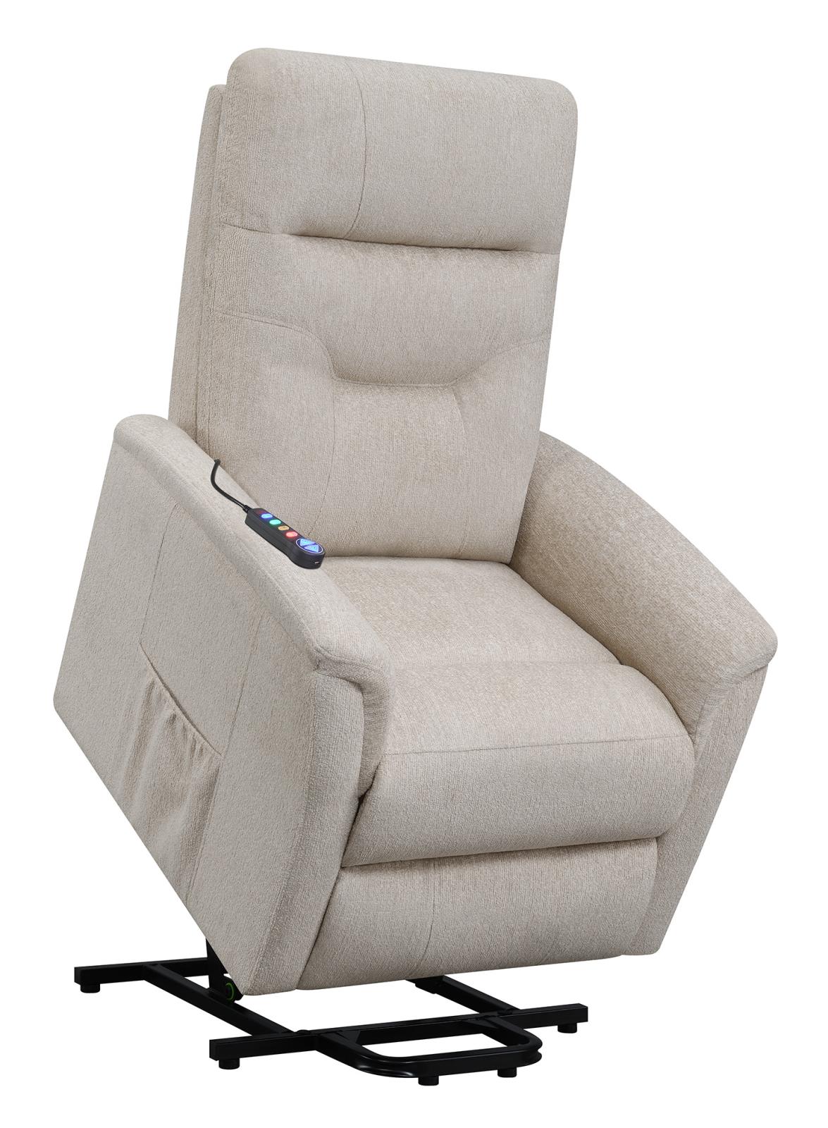 Henrietta - Henrietta Power Lift Recliner with Storage Pocket Beige