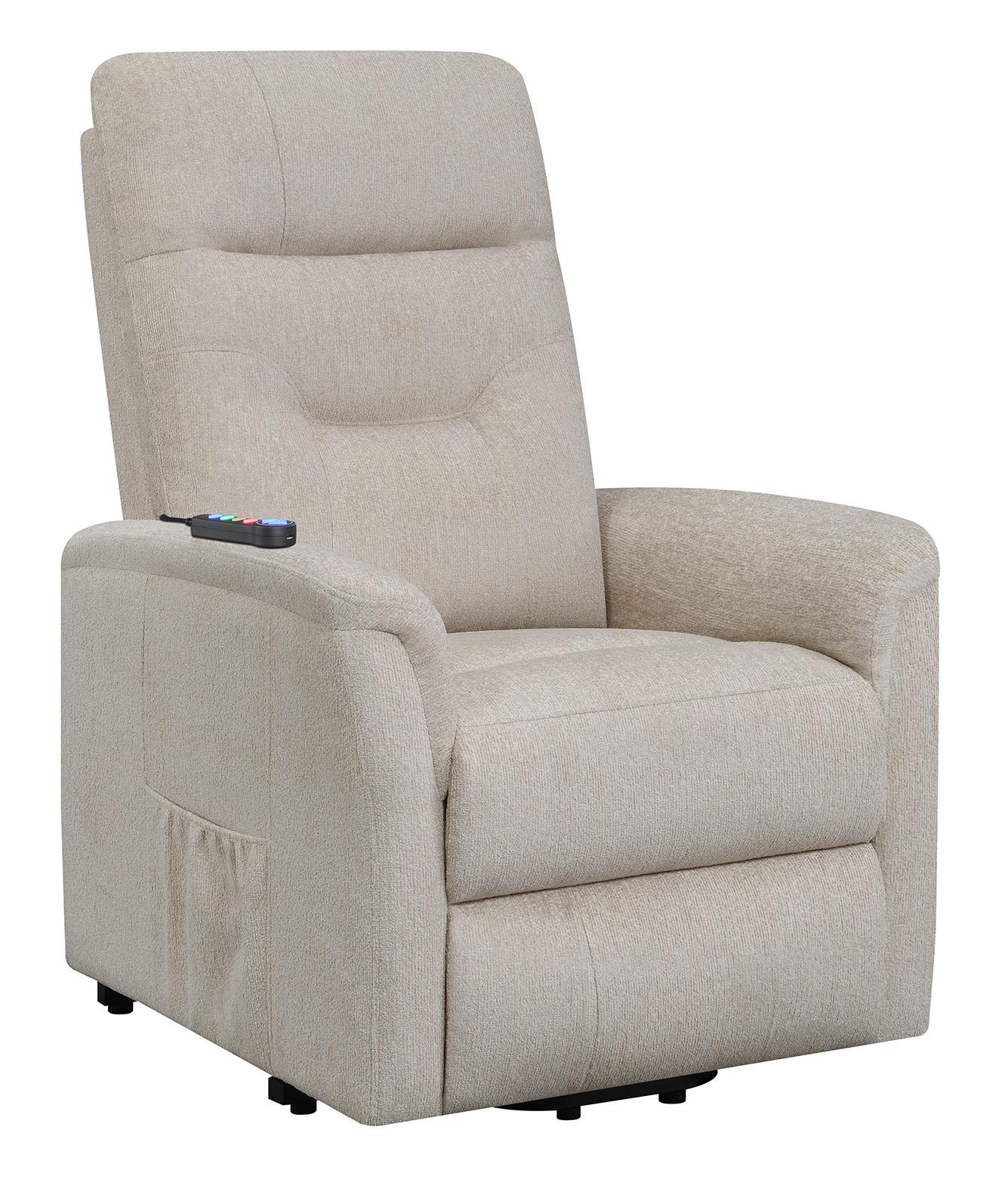 Henrietta - Henrietta Power Lift Recliner with Storage Pocket Beige