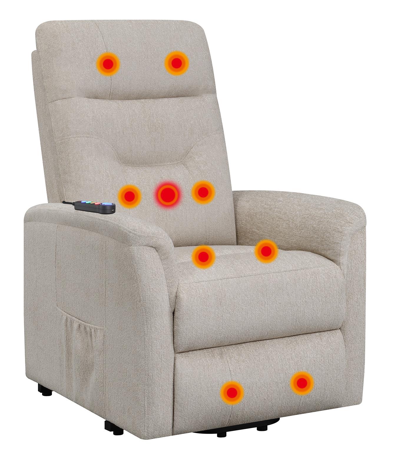Henrietta - Henrietta Power Lift Recliner with Storage Pocket Beige