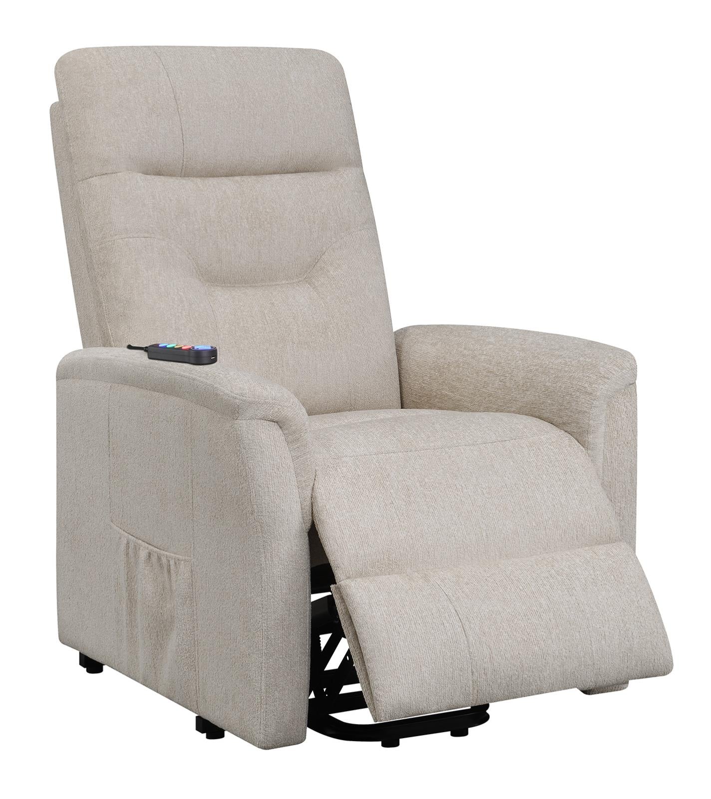 Henrietta - Henrietta Power Lift Recliner with Storage Pocket Beige