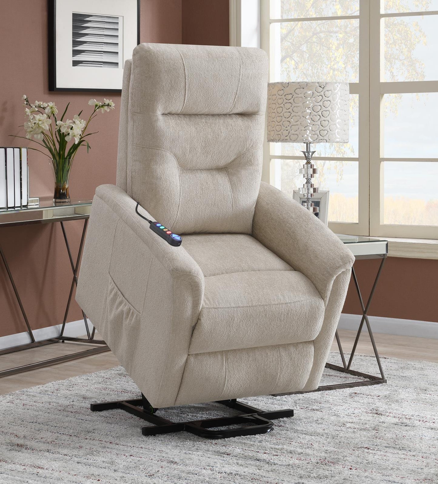Henrietta - Henrietta Power Lift Recliner with Storage Pocket Beige