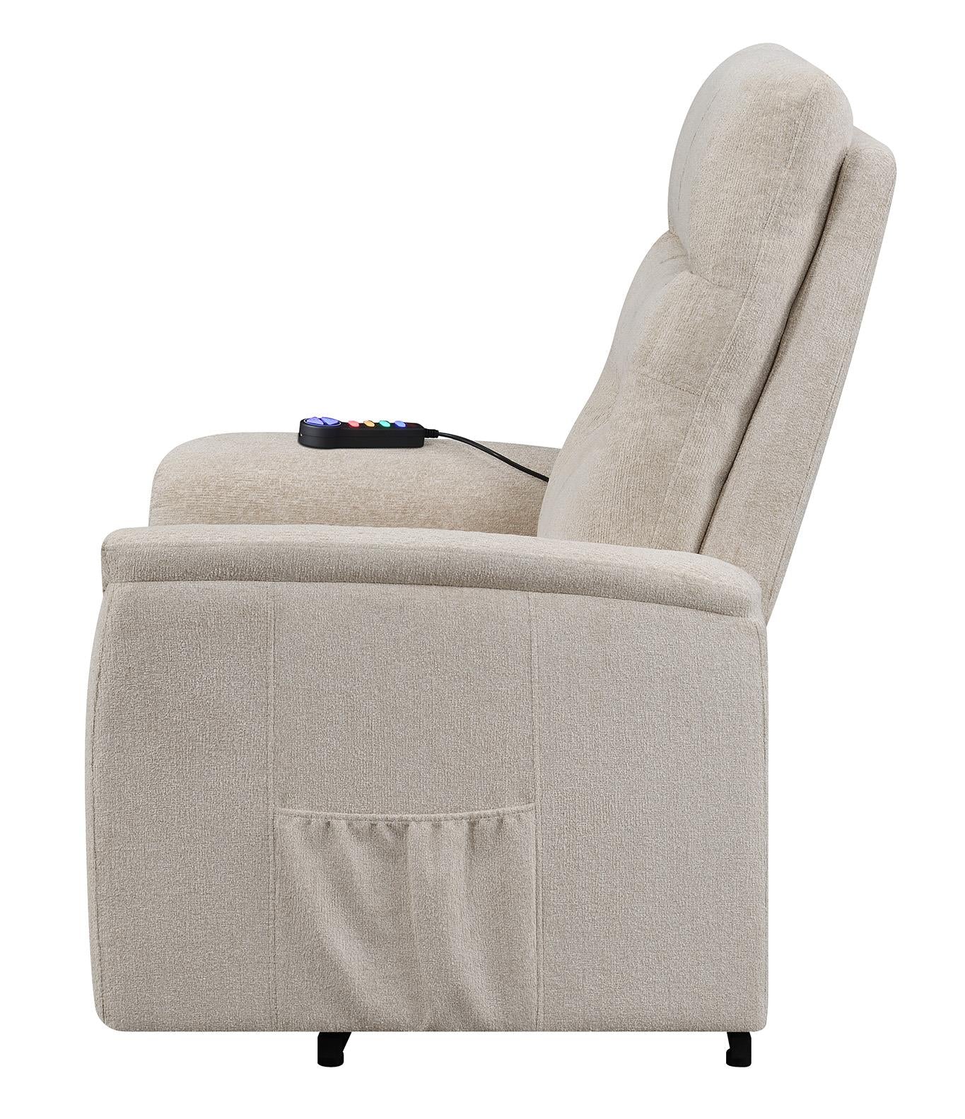 Henrietta - Henrietta Power Lift Recliner with Storage Pocket Beige