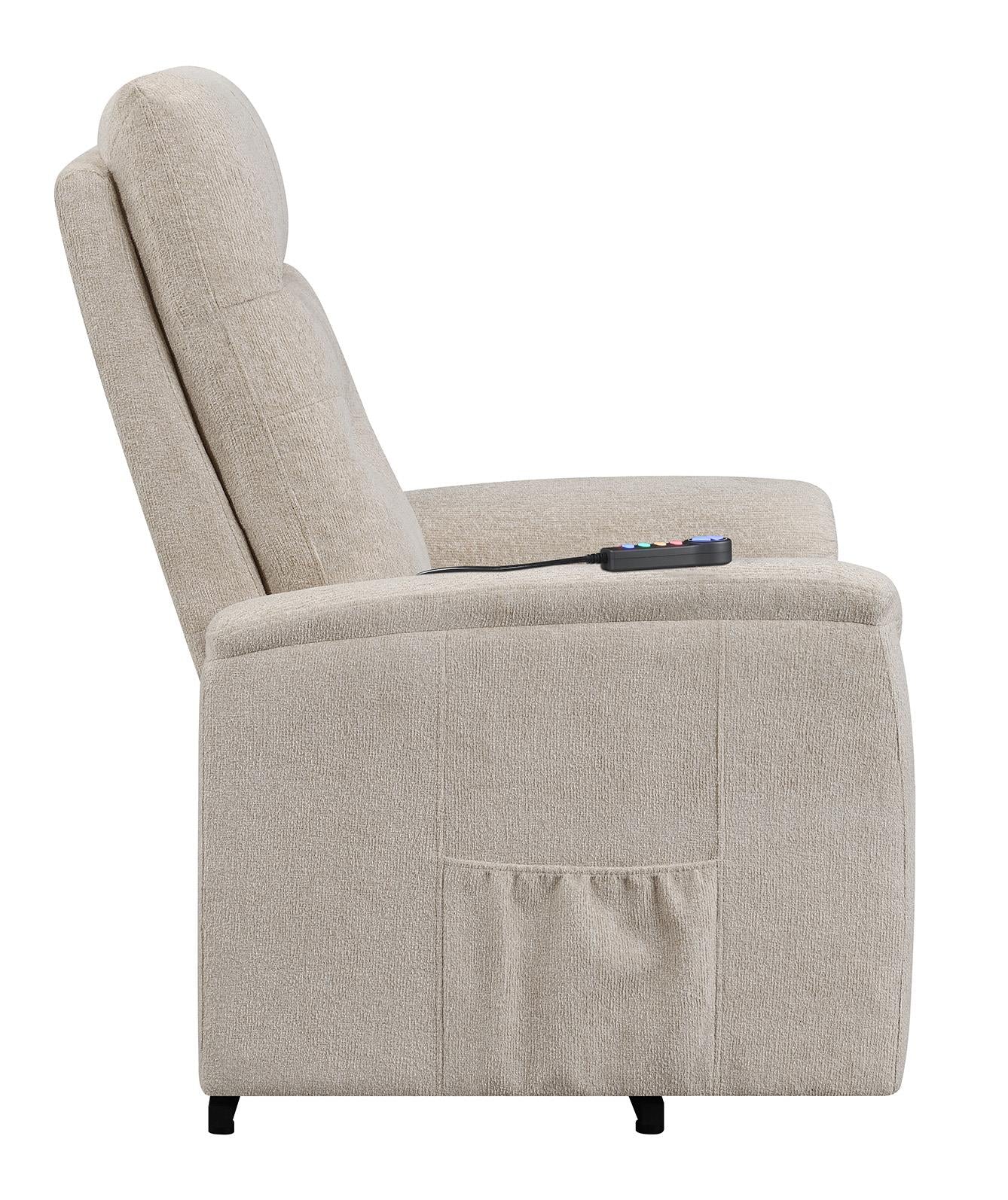 Henrietta - Henrietta Power Lift Recliner with Storage Pocket Beige