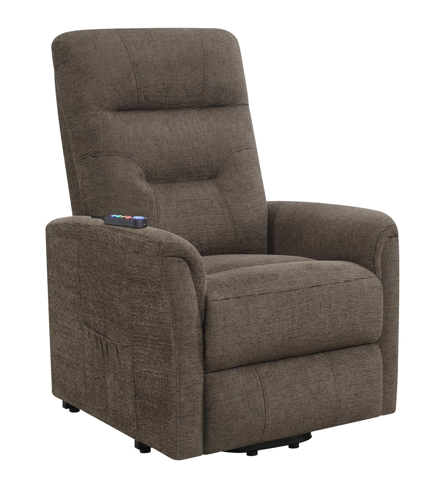Henrietta - Henrietta Power Lift Recliner with Storage Pocket Brown