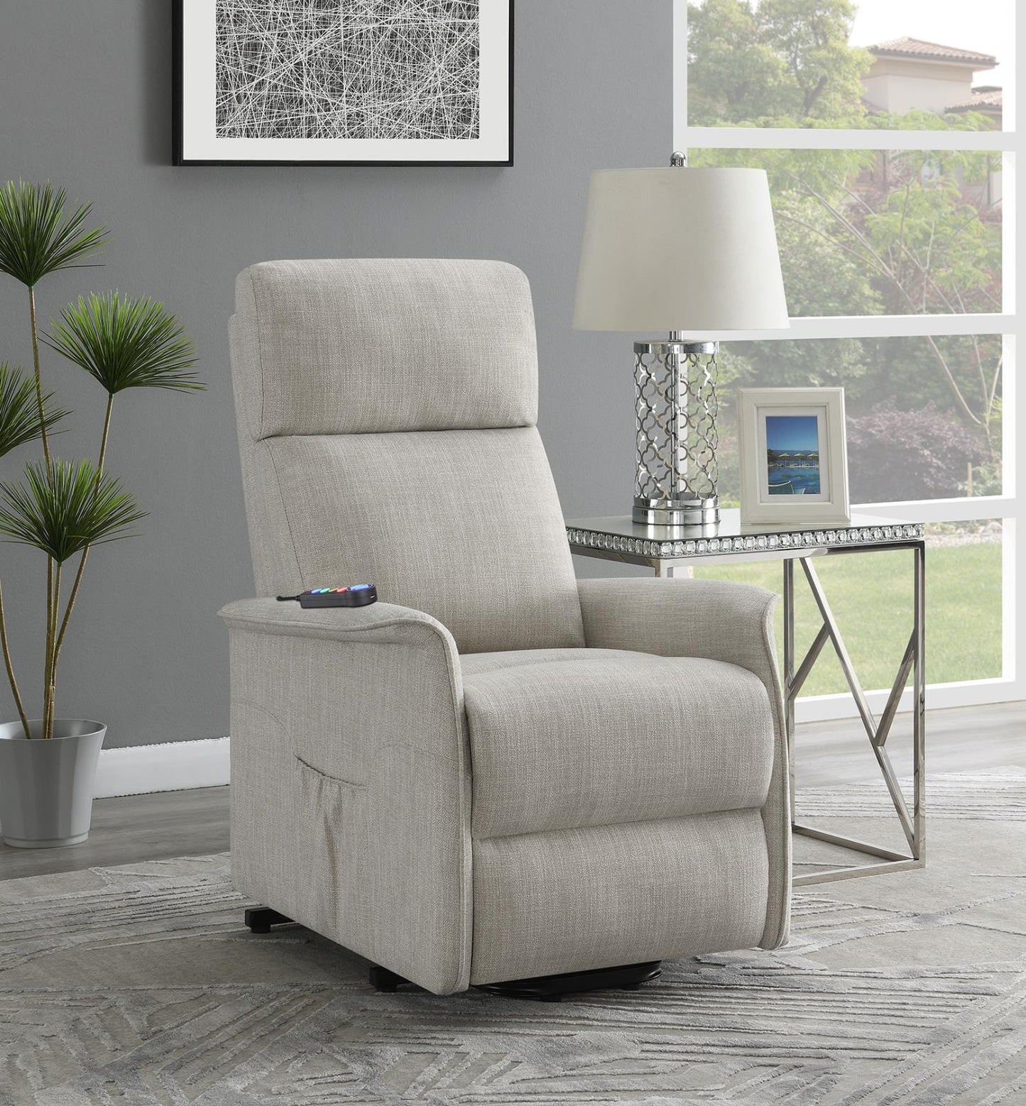 Herrera - Herrera Power Lift Recliner with Wired Remote Beige