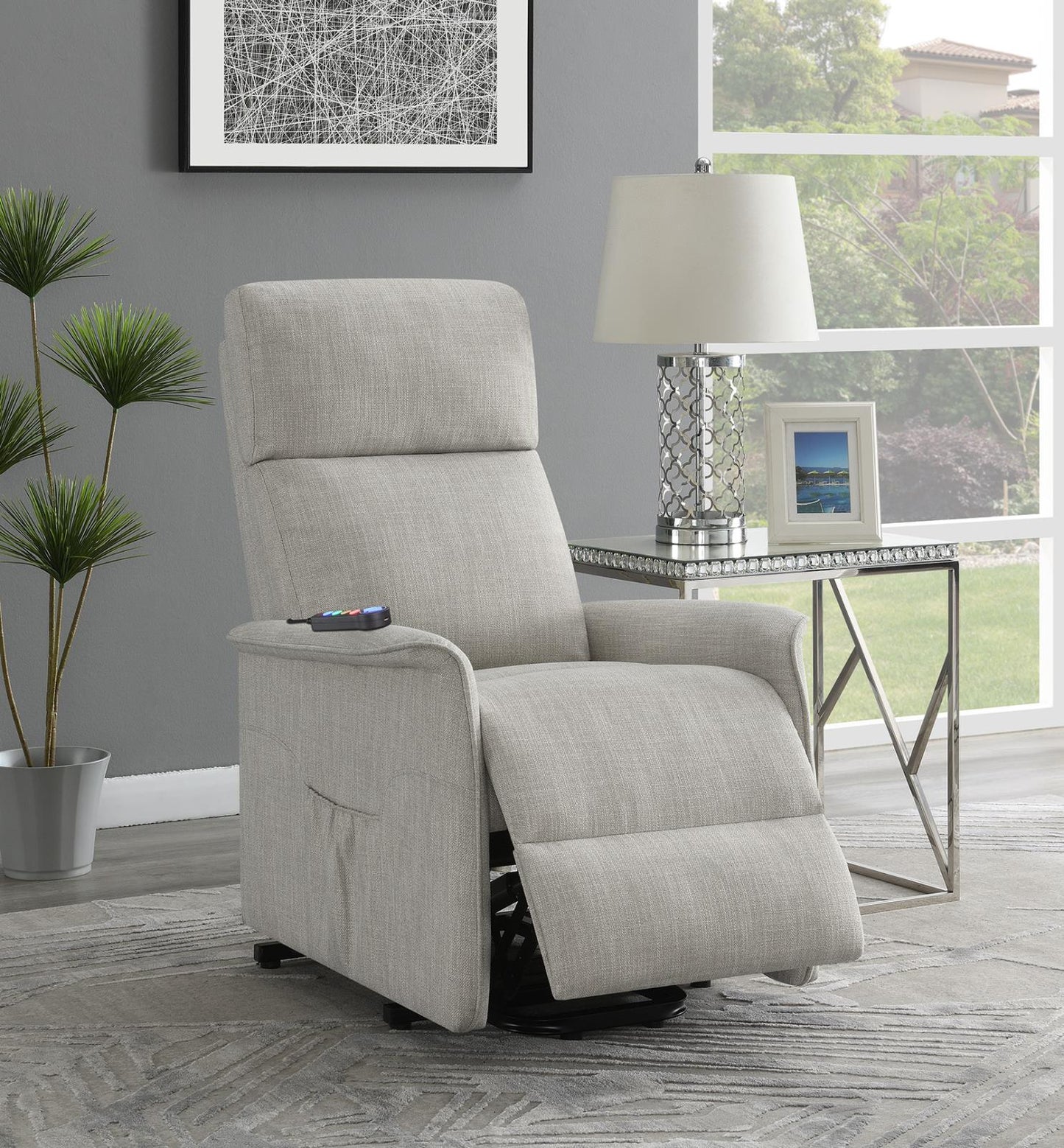 Herrera - Herrera Power Lift Recliner with Wired Remote Beige