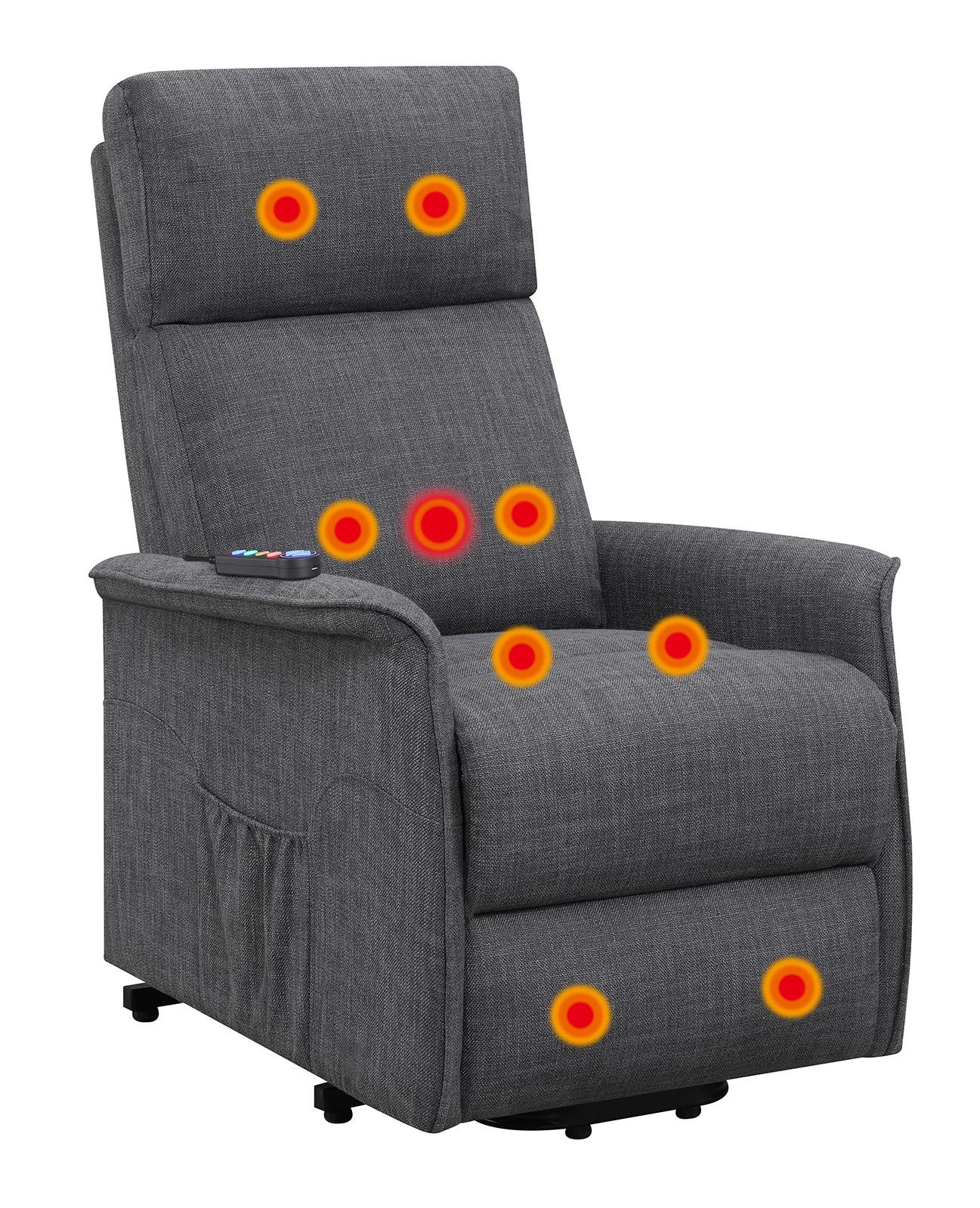 Herrera - Herrera Power Lift Recliner with Wired Remote Charcoal