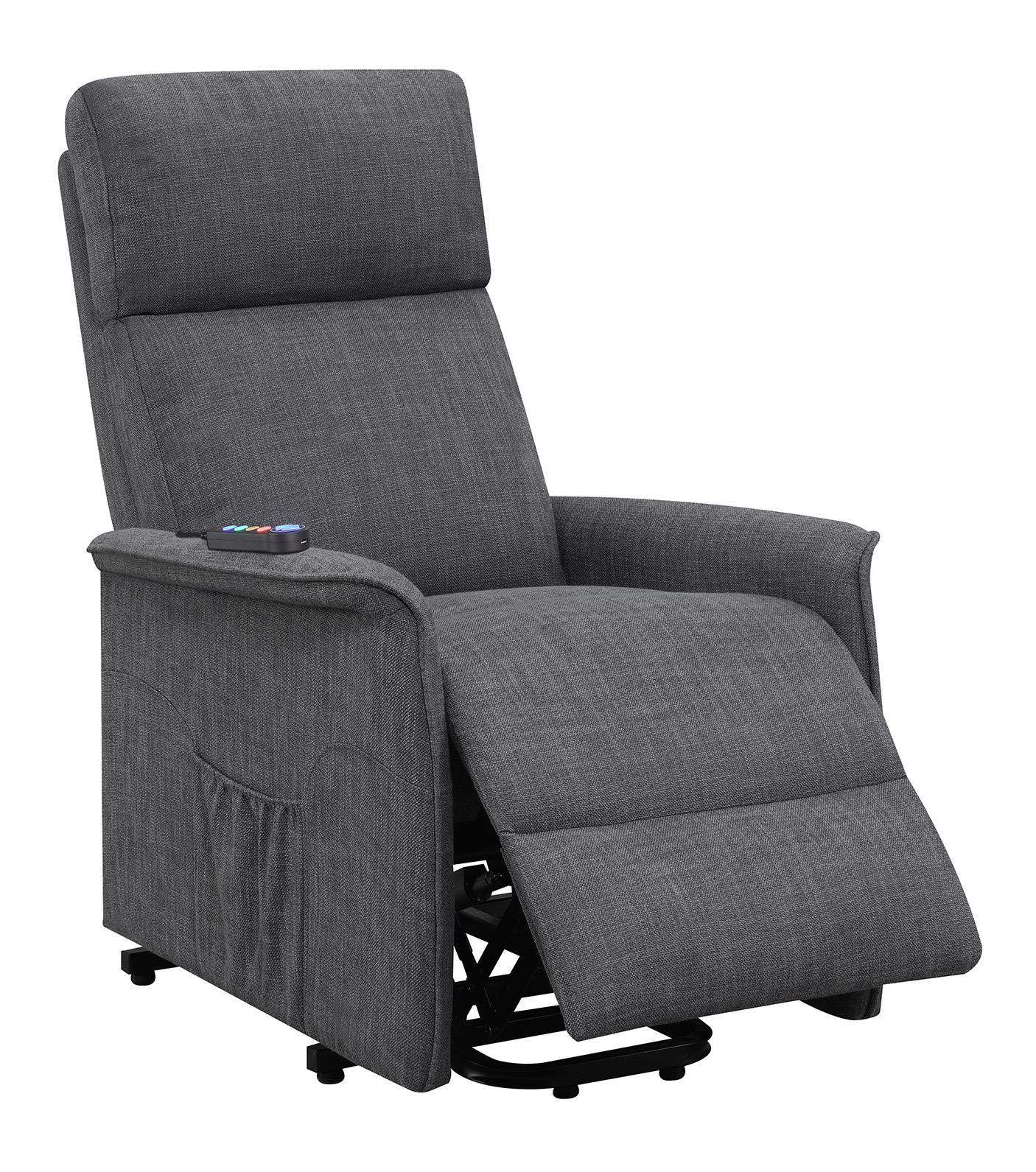 Herrera - Herrera Power Lift Recliner with Wired Remote Charcoal