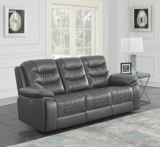 Flamenco - Flamenco Tufted Upholstered Power Sofa Charcoal