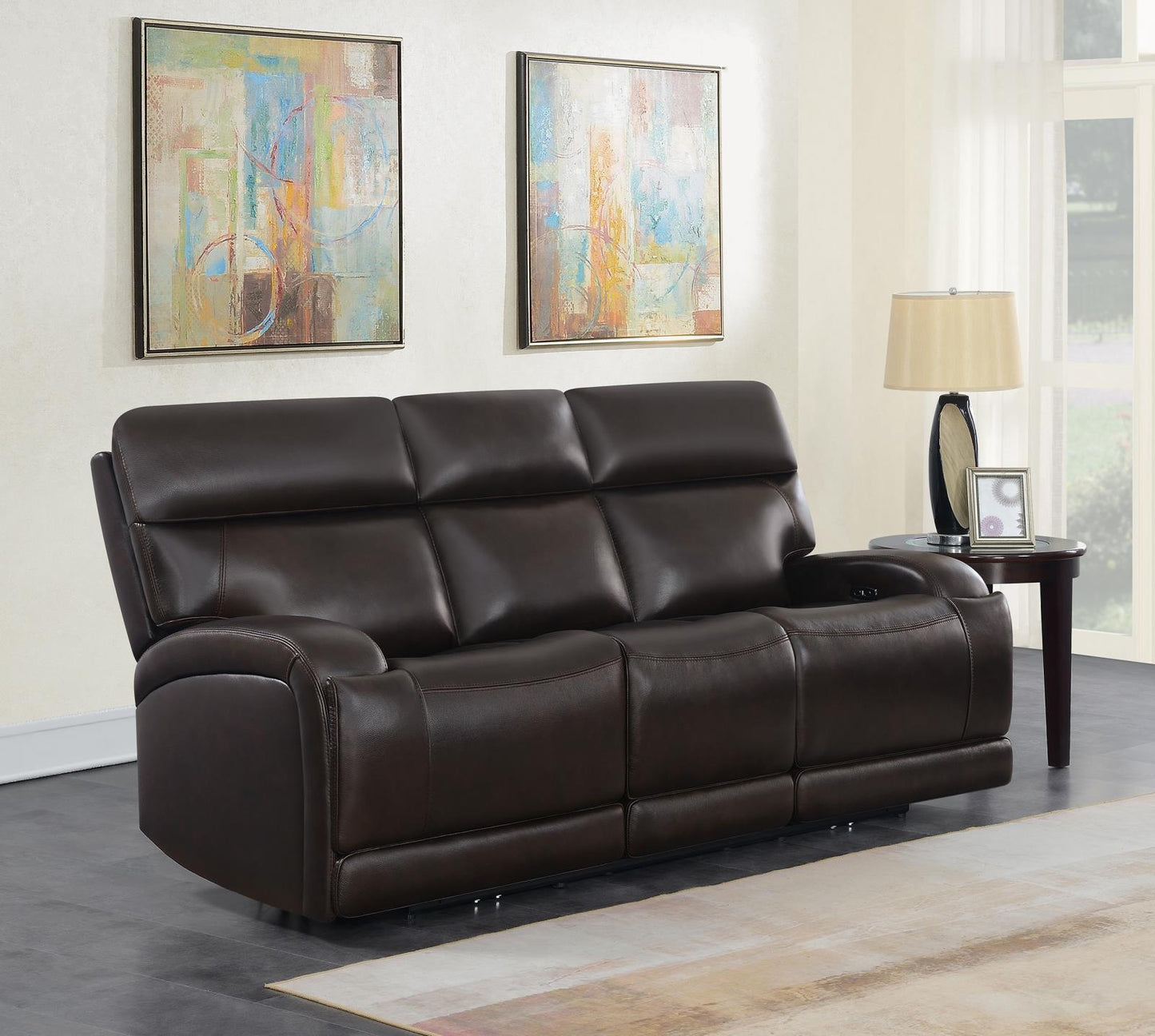 Longport - Longport Upholstered Power Sofa Dark Brown