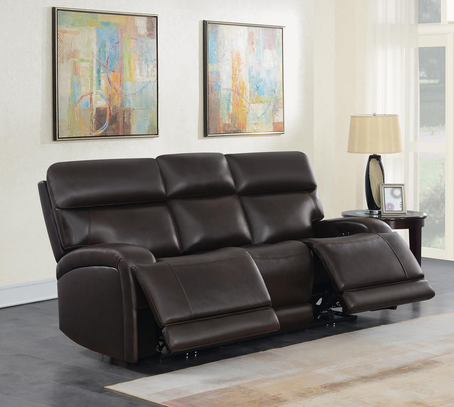 Longport - Longport Upholstered Power Sofa Dark Brown