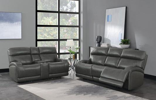 Longport - Longport 2-piece Upholstered Power Living Room Set Charcoal