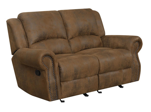 Sir Rawlinson - Sir Rawlinson Rolled Arm Glider Loveseat with Nailhead Trim Buckskin Brown