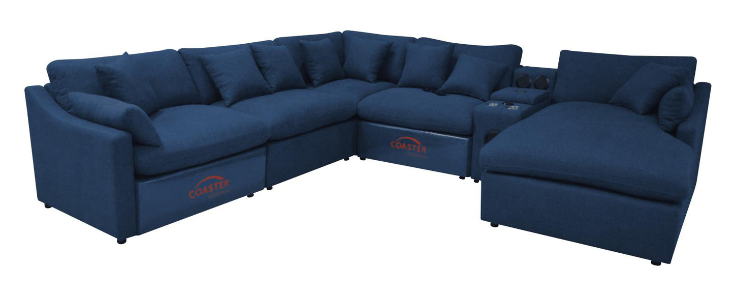 Destino - Destino 6-piece Modular Power Sectional Midnight Blue