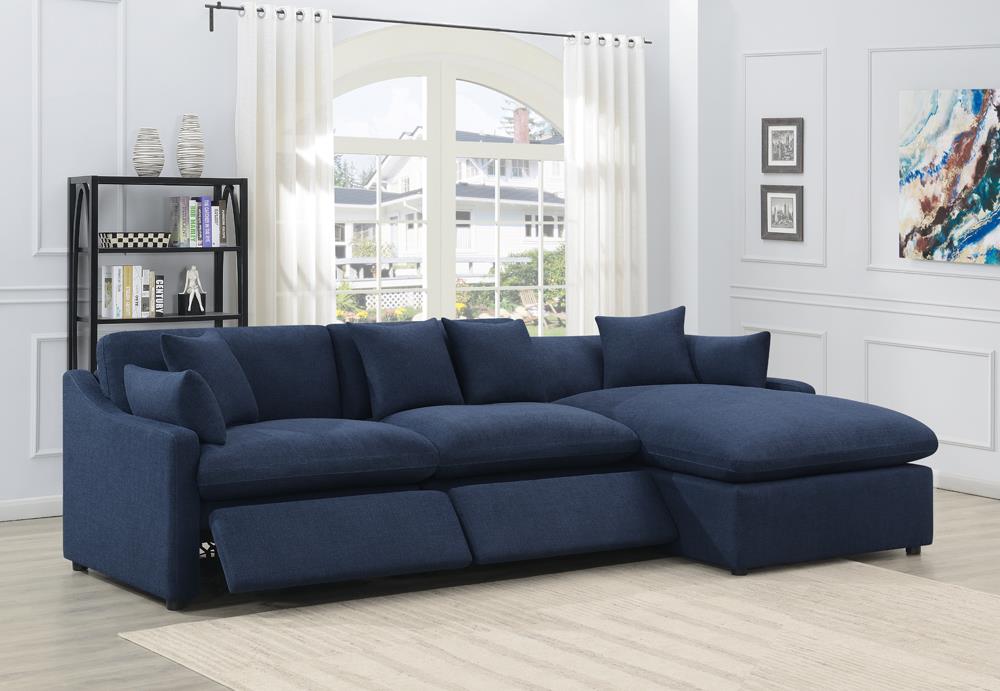Destino - Destino 3-piece Modular Power Sectional Midnight Blue