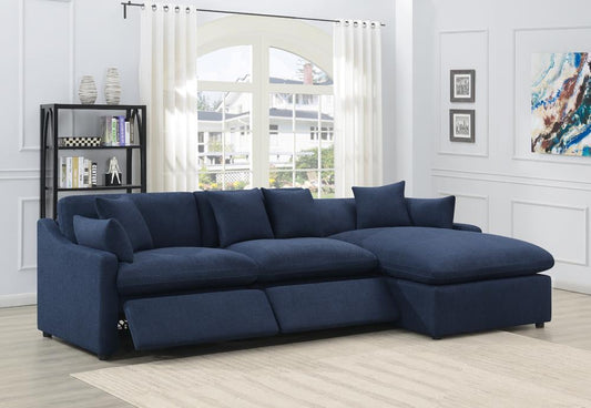 Destino - Destino 3-piece Modular Power Sectional Midnight Blue