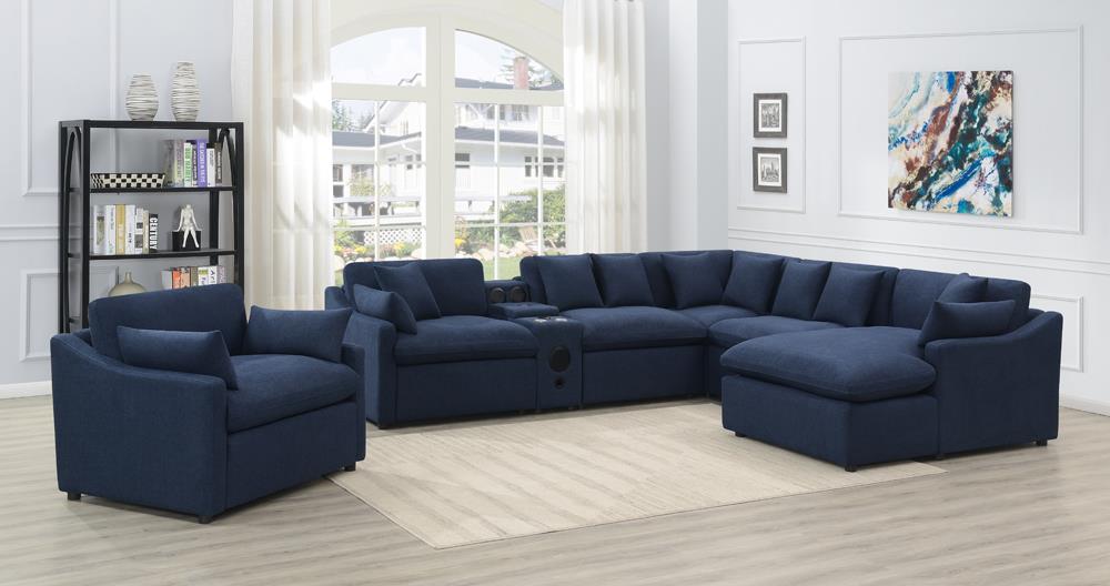 Destino - Destino 6-piece Modular Power Sectional Midnight Blue