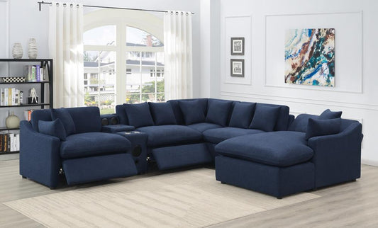 Destino - Destino 6-piece Modular Power Sectional Midnight Blue