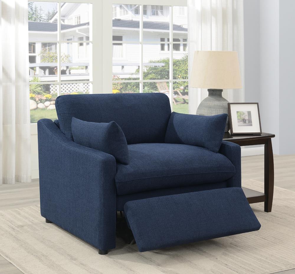 Destino - Destino Cushion Back Power Recliner Midnight Blue