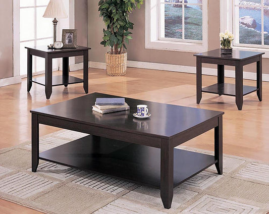 Brooks - Brooks 3-piece Occasional Table Set with Lower Shelf Cappuccino