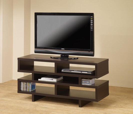 Parker - Parker TV Console with 5 Open Compartments Cappuccino