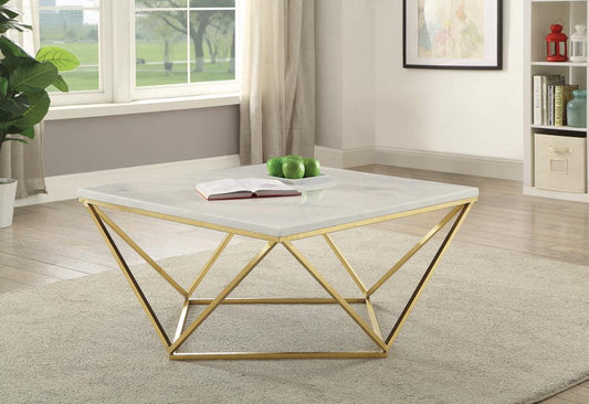 Meryl - Meryl Square Coffee Table White and Gold