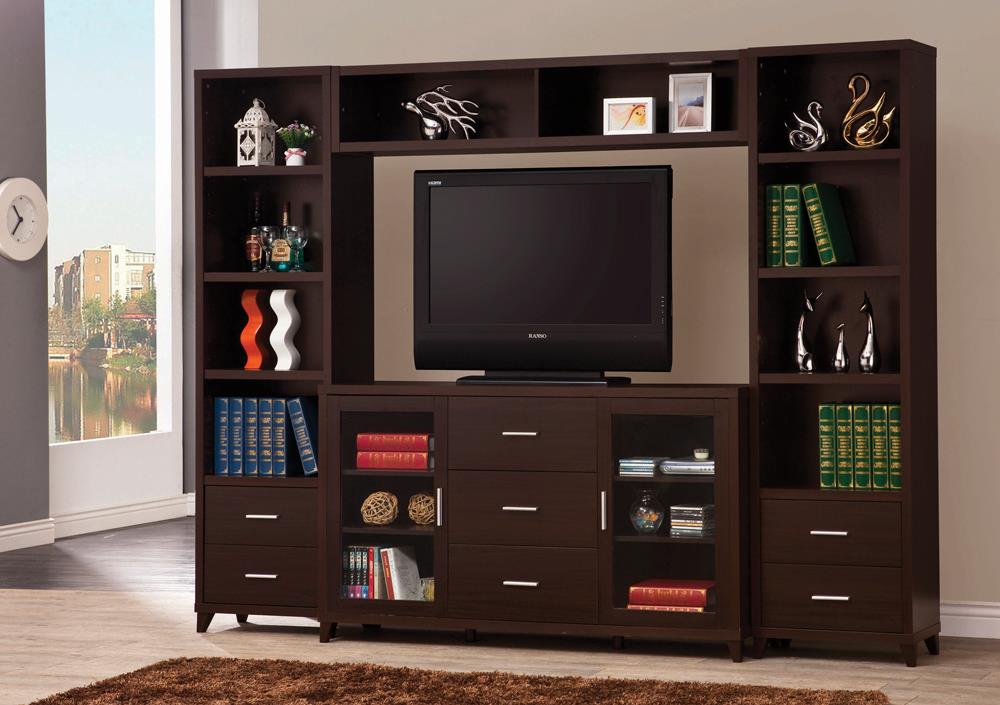 Lewes - Lewes 2-door TV Stand with Adjustable Shelves Cappuccino