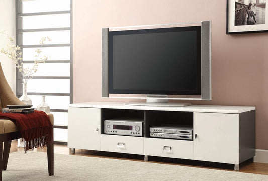 Burkett - Burkett 2-drawer TV Console White and Grey